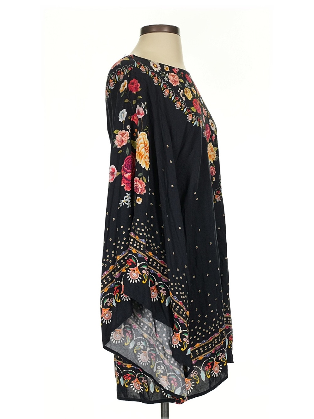 FARM Rio Black Floral Mini Dress with Pink and Yellow Roses - Picture 3 of 11